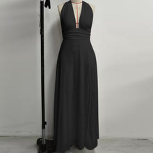 Load image into Gallery viewer, Elegant Halter Lace up Chiffon Dress Sexy Sexy Deep V Plunge neck Backless Slit Formal Dress Maxi Dress