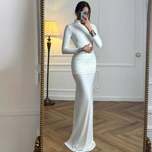 Load image into Gallery viewer, Women Clothing Autumn Solid Color Long Sleeve Slim Fit Fishtail Dress Button Backless Dress Women