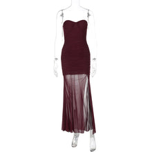 Load image into Gallery viewer, Mesh Stitching Dress Summer Women Clothing Split Sexy Bandeau Slim Fit Women Dress