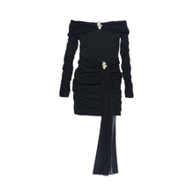 Load image into Gallery viewer, Sexy Short off Shoulder Sexy Backless Mesh Stitching Long Sleeve Dress
