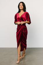 Load image into Gallery viewer, Pleuche Dress V neck Sexy Asymmetric Dress Evening Dress