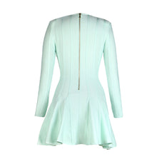 Load image into Gallery viewer, Green Long-Sleeved V neck Sexy Lion Buckle Layering Bandage Large Swing Dress