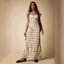 Load image into Gallery viewer, French Lace Stitching Satin Polka Dot Dress Niche Backless Birthday Formal Dress