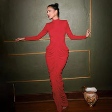 Load image into Gallery viewer, Autumn Winter Women Minimalist Long Sleeve Half Turtleneck Sexy Sheath Backless Solid Color Dress