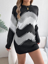 Load image into Gallery viewer, Real Shot Autumn Winter Casual Color Matching Lantern Sleeve Sweater Dress Women Clothing