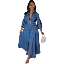 Load image into Gallery viewer, Autumn Blue Denim Shirt Long Sleeve Women Clothing Shirt Dress