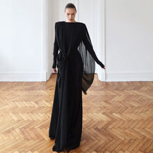 Load image into Gallery viewer, Autumn Winter Sexy Slim Fit Irregular Asymmetric Mesh Maxi Dress Solid Color Dress for Women