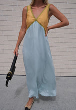 Load image into Gallery viewer, Fashionable V Neck Sleeveless Color Matching Cuprammonuium Large Swing Dress Spring Summer