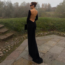 Load image into Gallery viewer, Autumn Winter Women Sexy Backless Chain Decoration Slim Fit Long Sleeved Dress