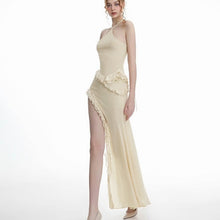 Load image into Gallery viewer, Summer Women Sexy Halter Strap Side Slit Stringy Selvedge Dress