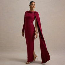 Load image into Gallery viewer, Women Wear One Shoulder Ribbon Evening Dress Long Sleeve Sexy Sheath Dress
