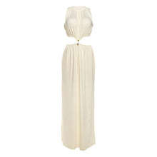 Load image into Gallery viewer, Fall Women Clothing Sexy Waist Hollow Out Cutout out Maxi Dress round Neck Sleeveless Solid Color Dress