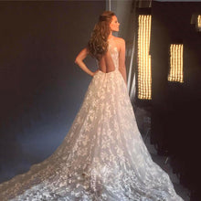 Load image into Gallery viewer, White Dress Sexy V neck Strap Dress Hollow Out Cutout Lace Dress