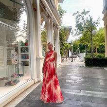 Load image into Gallery viewer, Summer Shoulder Waist-Controlled Lace up Wide Hem Printed Dress Women