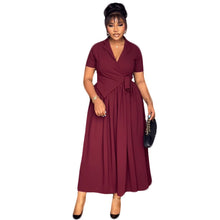 Load image into Gallery viewer, Elegant Office Collared Waist Tight Lace up Loose Dress