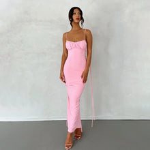 Load image into Gallery viewer, Women Sexy Dress Sexy Backless Pleated Dress Evening Dress Sleeveless Strap Dress for Women