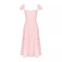 Load image into Gallery viewer, Women Wear Pink Sexy Square Neck Fitted Waist Backless Mid Length Dress French Dress