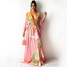 Load image into Gallery viewer, Women Clothing Spring Summer Casual Vacation V neck Printed Dress