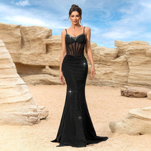 Load image into Gallery viewer, V neck Backless Chiffon Slim Fit Evening Dress Maxi Dress Elegant Cocktail Party Dress