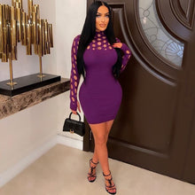 Load image into Gallery viewer, Women Clothing Sexy Knitted Dress Hollow Out Cutout Long Sleeve Tight Woolen Dress