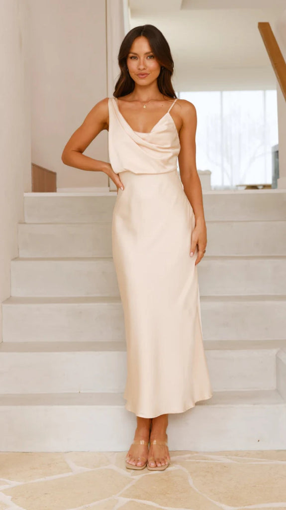 Summer Women Clothing Solid Color Satin Satin Sexy Suspenders Dress