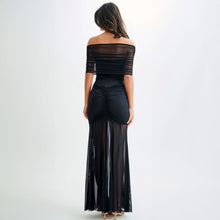 Load image into Gallery viewer, Women Clothing Autumn Tube Top Pleated Mesh Slim Fit Patchwork Dress Two Piece Set