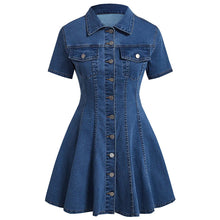 Load image into Gallery viewer, Women Clothing Denim Short Sleeved Cardigan Waist Tight Dress