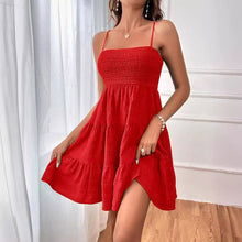 Load image into Gallery viewer, Women Clothing Summer off Neck Camisole Solid Color All Matching Texture Dress