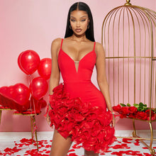 Load image into Gallery viewer, Sexy Sling Solid Color Flounce Irregular Asymmetric Dress