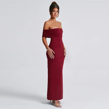 Load image into Gallery viewer, Women Clothing Summer Sexy off Shoulder Backless Bag Hip Pleated Solid Color Dress