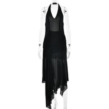 Load image into Gallery viewer, Summer Halter Chiffon See through Dress Sexy Deep V Plunge Ribbon Dress