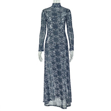 Load image into Gallery viewer, Women Clothing Slim Fit Printed Waist Controlled A line Dress Home Turtleneck Long Sleeve Breathable Dress