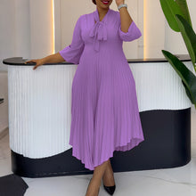 Load image into Gallery viewer, Three Quarter Sleeve Lace up Elegant Asymmetric Dress Pleated Dress