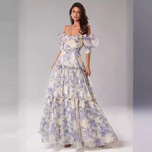 Load image into Gallery viewer, Spring Summer off the Shoulder Women Organza Fairy Long Elegant Evening Dress