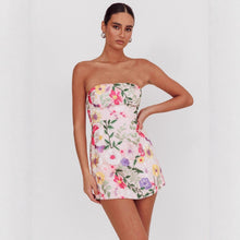 Load image into Gallery viewer, Women Slim Fit Bandeau Sling Short Niche Floral Dress