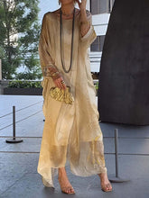 Load image into Gallery viewer, Summer New America Elegant Office Chiffon Printed Dress Marble Texture