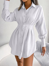Load image into Gallery viewer, Autumn Winter Casual Lantern Sleeve Waist-Tight Asymmetric Dress Shirt Dress Women Clothing