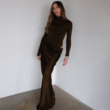 Load image into Gallery viewer, Summer Half High Collar Long Sleeves Dress Sexy Slim Fit Faux Two Piece Solid Color Dress