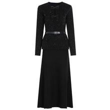 Load image into Gallery viewer, Spring Autumn Knitted round Neck Slim Fit Slimming Heavy Industry Beads Long Sleeve Dress