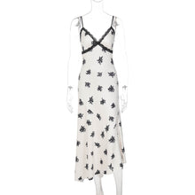 Load image into Gallery viewer, Sexy Stitching Lace V neck Sleeveless Printed Slim Fit Long Strap Dress Women