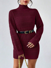 Load image into Gallery viewer, Autumn Winter Half Turtleneck Knitted Dress Women Clothing Fashionable Solid Color All Matching Sexy Hip Dress