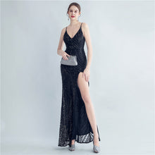 Load image into Gallery viewer, High Density Sequ Binding Waist Shaping Side Slit High End Evening Dress
