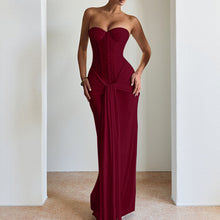 Load image into Gallery viewer, Women Evening Maxi Dress Waist Slimming Ribbon Tube Top Dress