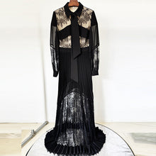 Load image into Gallery viewer, Spring Summer Star Lace Stitching Pleated Maxi Dress Floor Length Dress