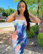 Load image into Gallery viewer, Women Clothing Spring Summer Colorful Tie Dye off Shoulder Tube Top Dress