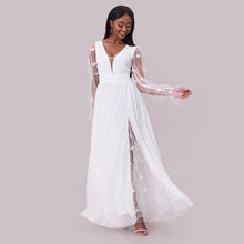 Load image into Gallery viewer, Wedding Dress Supply Women Dress Deep Collar Long Sleeve Wedding Dress
