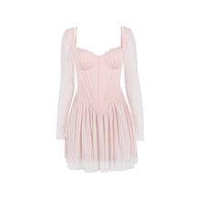 Load image into Gallery viewer, Women Clothing Mesh Long Sleeve Lace Stitching Boning Corset French Dress Barbie Cos Pink
