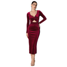 Load image into Gallery viewer, Elegant Sexy Deep V Plunge neck Top Hollow Out Cutout out Slim Fit Slimming Party Hip Dress