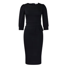 Load image into Gallery viewer, Solid Color round Neck Office Office Hip Dress
