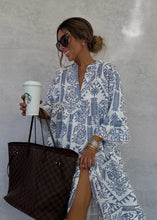 Load image into Gallery viewer, Dress Casual Printed 3/4 Sleeves Shirt Dress for Women